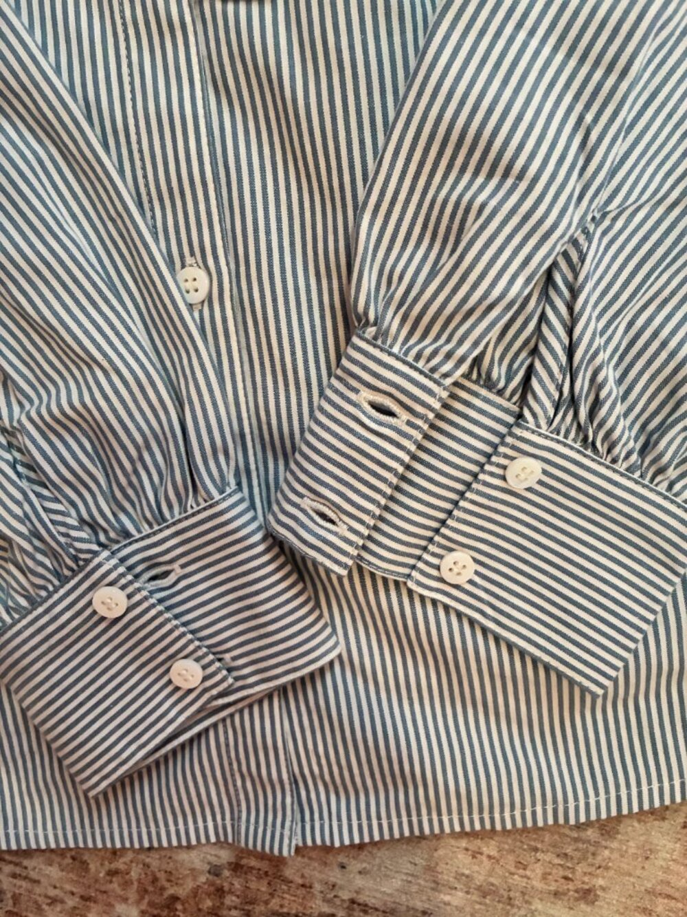 Sezane Chlo Blouse Button Down Shirt Blue Stripe 100% cotton sz 38 or 6 - Picture 9 of 10